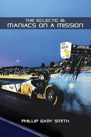 Drag racing car on book cover.